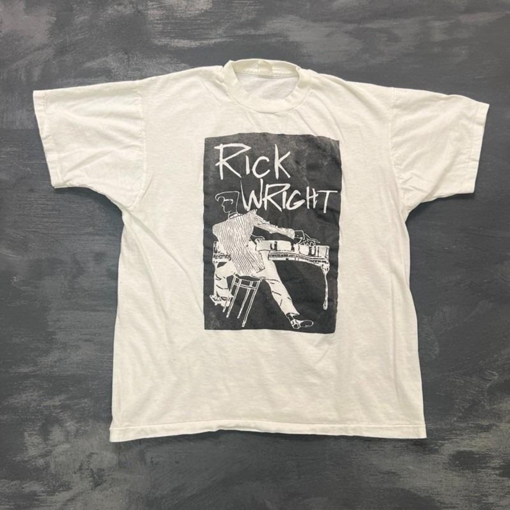 Vintage Rick Wright Shirt Mens Large White 1990s Pink Floyd